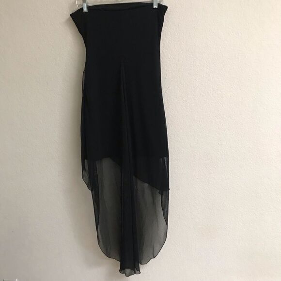 Teaze Me Y2K retro black strapless pull on high/low party prom mini dress 6* - Picture 6 of 12